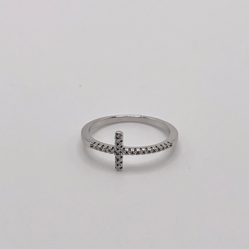Sale $24 . 925 Sterling Silver Sideways Cz Cross Ring - Picture 17 of 17